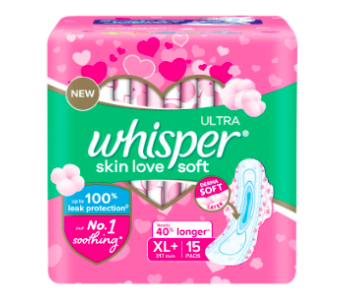 WHISPER ULTRA SOFT PINK XL+ 15 PADS